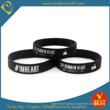 Promotional Cheap Black Printed Rubber Bracelets Silcone Wristband (LN-065)